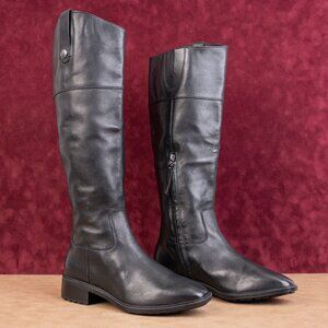 Sam Edelman Women Drina Black Leather Riding Equestrian Lug Riding Boots sz 9